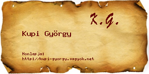 Kupi György névjegykártya
